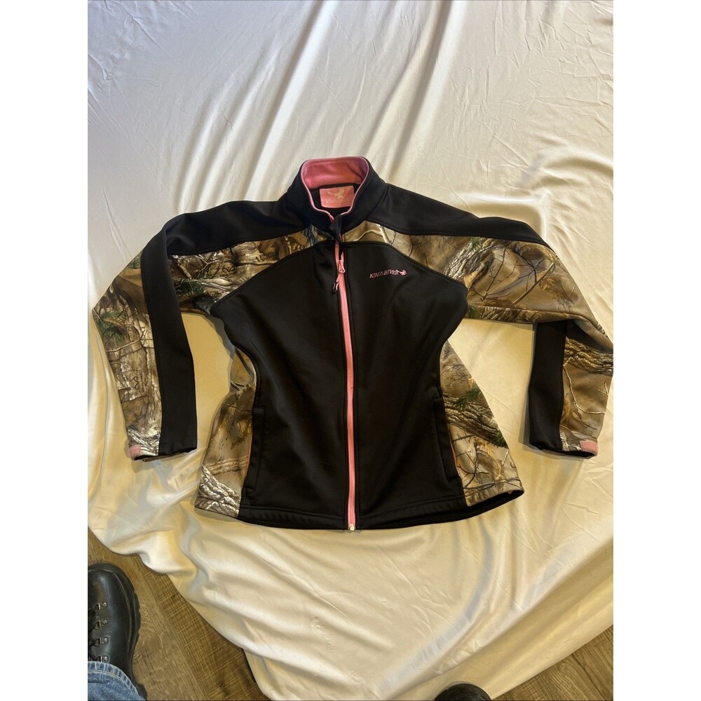Kings River Jacket Realtree Camo Womens M Fleece Lined Black Pink Coat Full Zip